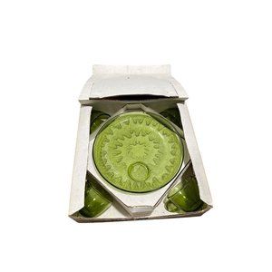 Vintage Rare Find Green Indian Glass Snack Set